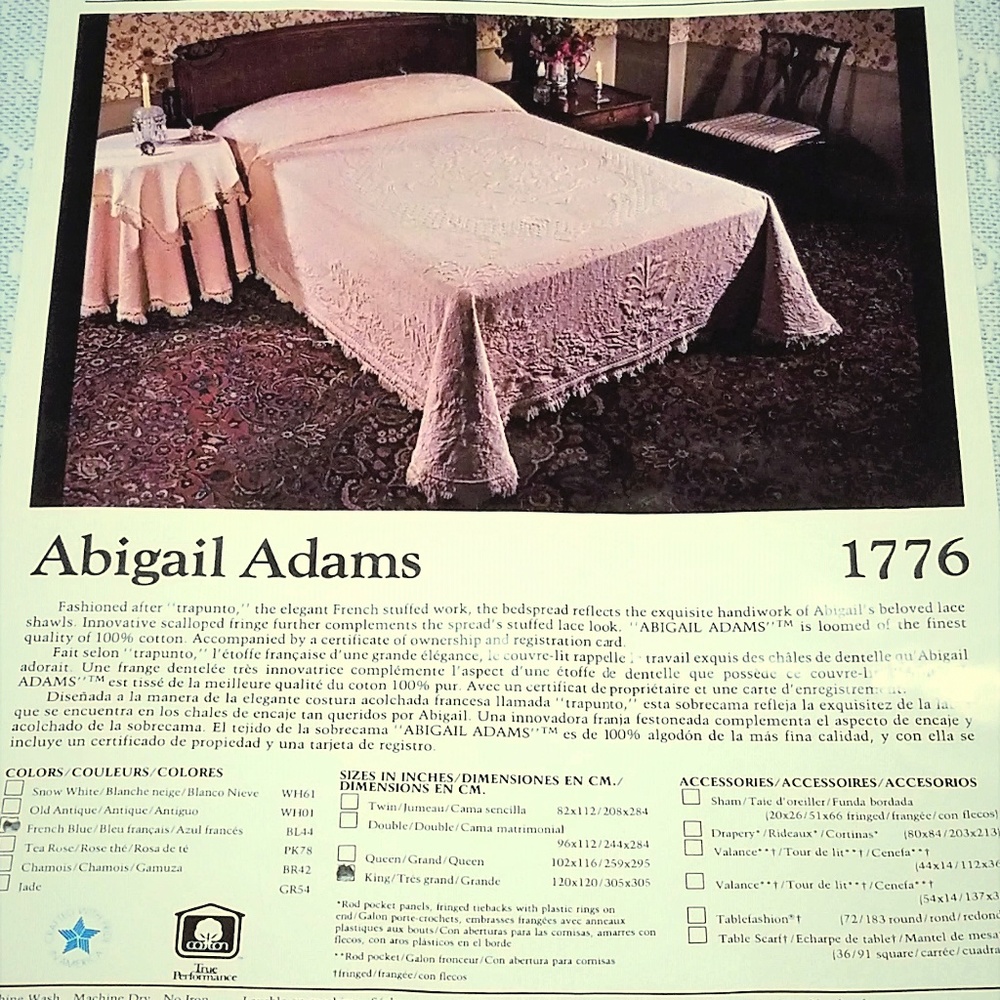 1984 Bates Abigail Adams Bedspread - King